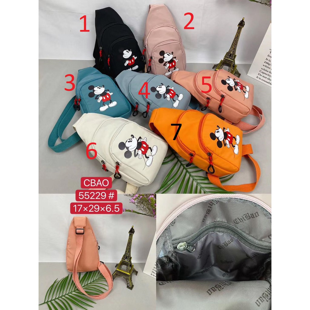 Tas Wanita Pria Import Jinjing dan Selempang CHIBAO CB55229 55229 Mickey Mouse Bahan Parasut Kualita