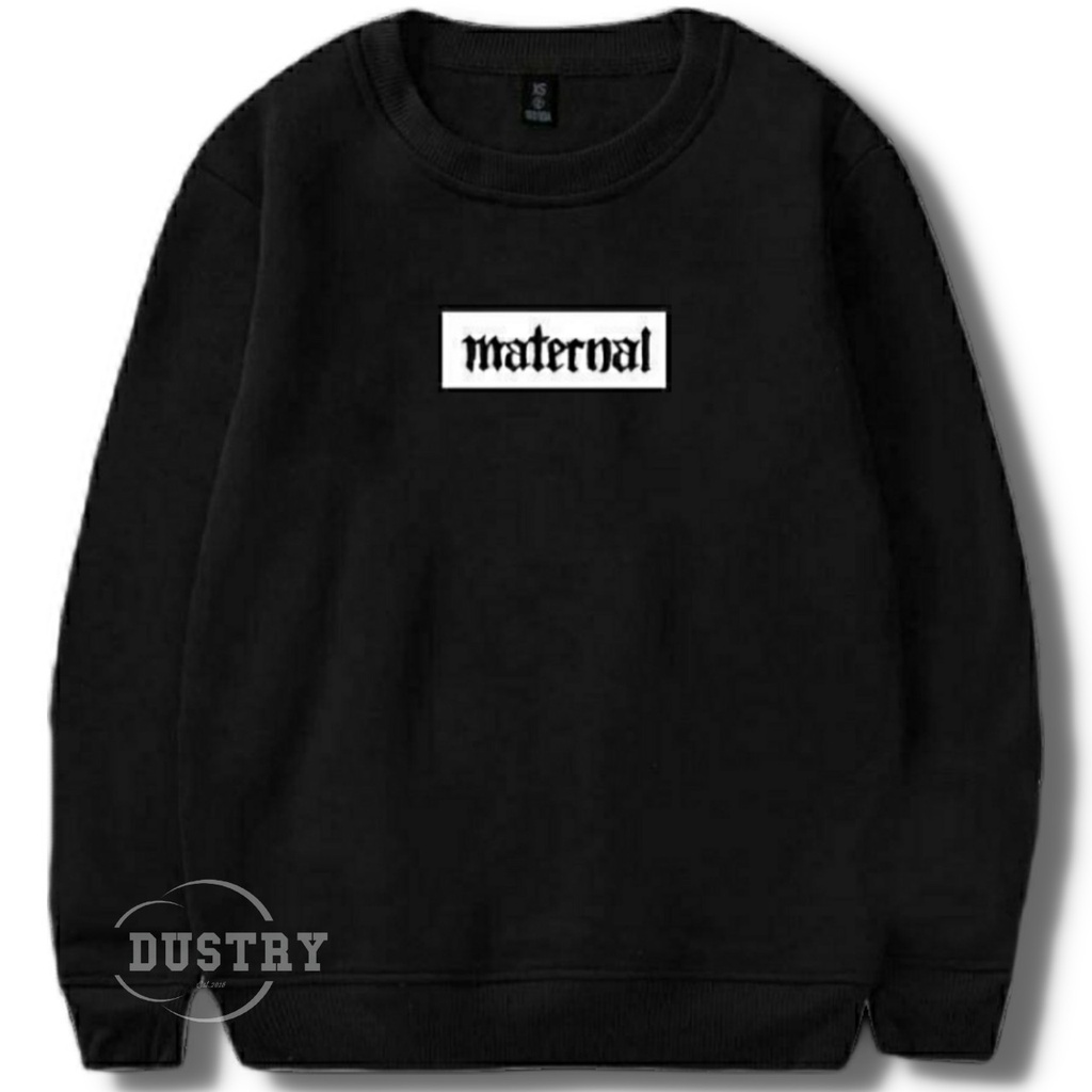 Sweater Crewneck Pria Distro Crenek MATERNAL DISASTER Unisex Cewek Cowok Jumbo Original Kekinian Switer Sweeter Terbaru 2021 Dewasa Murah Jumbo Hitam Putih Polos Terbaik Trend 2020