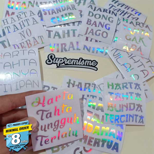 Stiker Hologram Custom Nama Harta Tahta Wanita TERBARU Premium Holographic (Langsung Jadi)