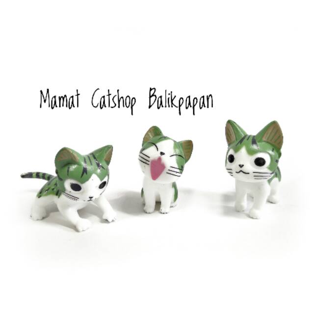 3 Pcs Miniatur Kucing lucu warna hijau