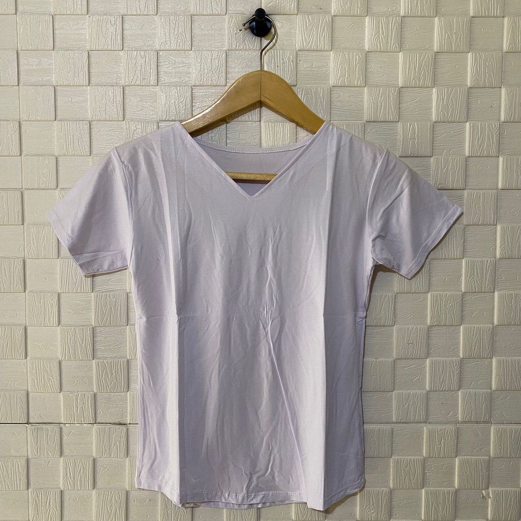 atasan polos vneck lengan pendek wanita/kaos vneck/atasan vneck/pakaian wanita/kaos polos/syafiqa-7