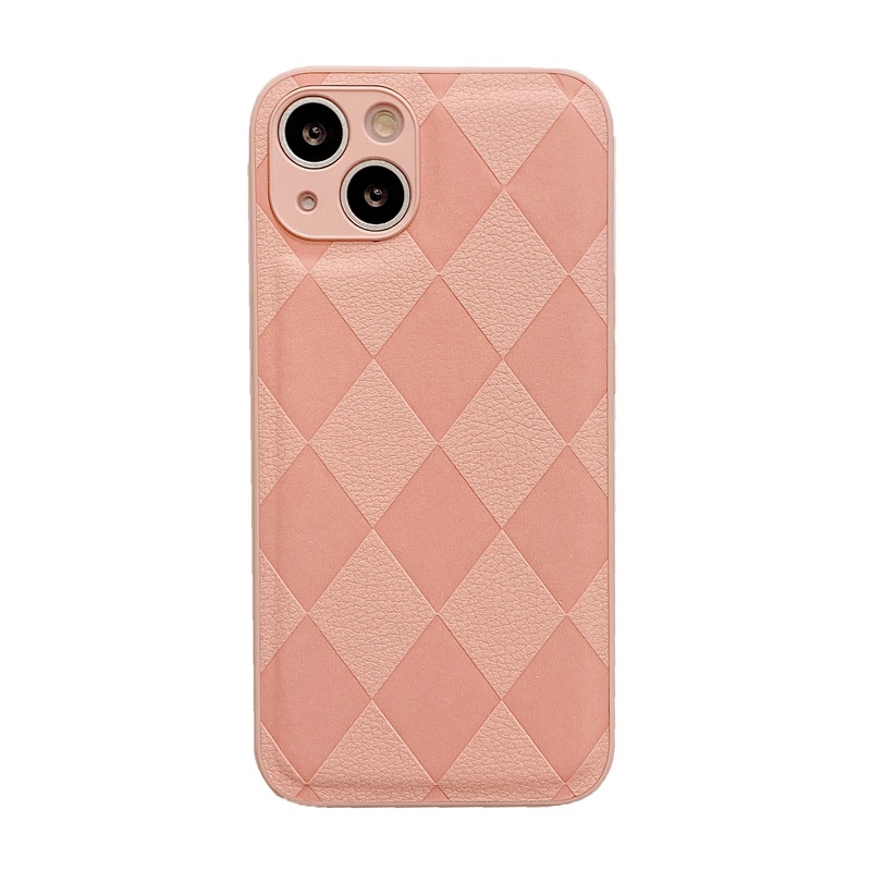 Case Bahan Kulit Motif Diamond Lattice Untuk IPhone 13 12 11 Pro X Xs Max 7 8 Plus