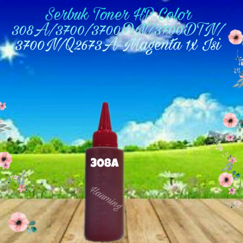 Serbuk Toner Refill Bubuk Powder HP 308A 3700 3700DN 3700DTN 3700N Series Q2673A Magenta 1x Isi