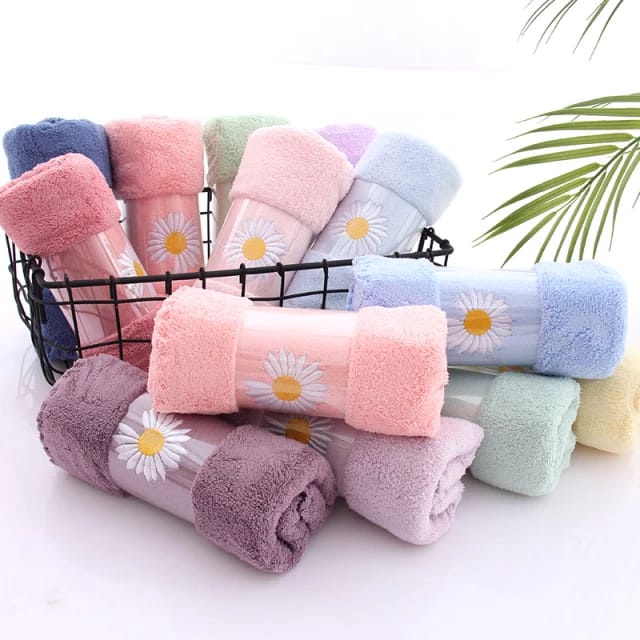 Handuk  mandi handuk Muka Micro Bulu Premium 35x75cm handuk bayi motif bunga Krisan super nyerap airimport