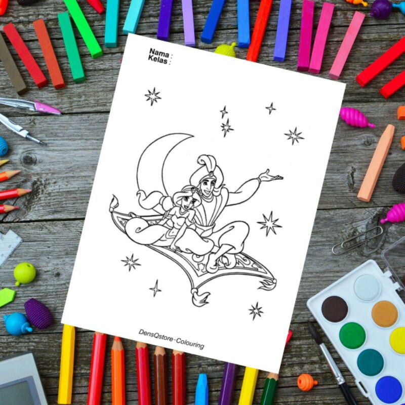 

Kertas Mewarnai Anak Tema Aladdin / Kertas Gambar (10 Lembar Gambar)