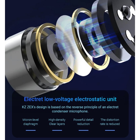 KZ ZEX Electrostatic DD Stereo Earphone WITH MIC Alt ZSN PRO DQ6