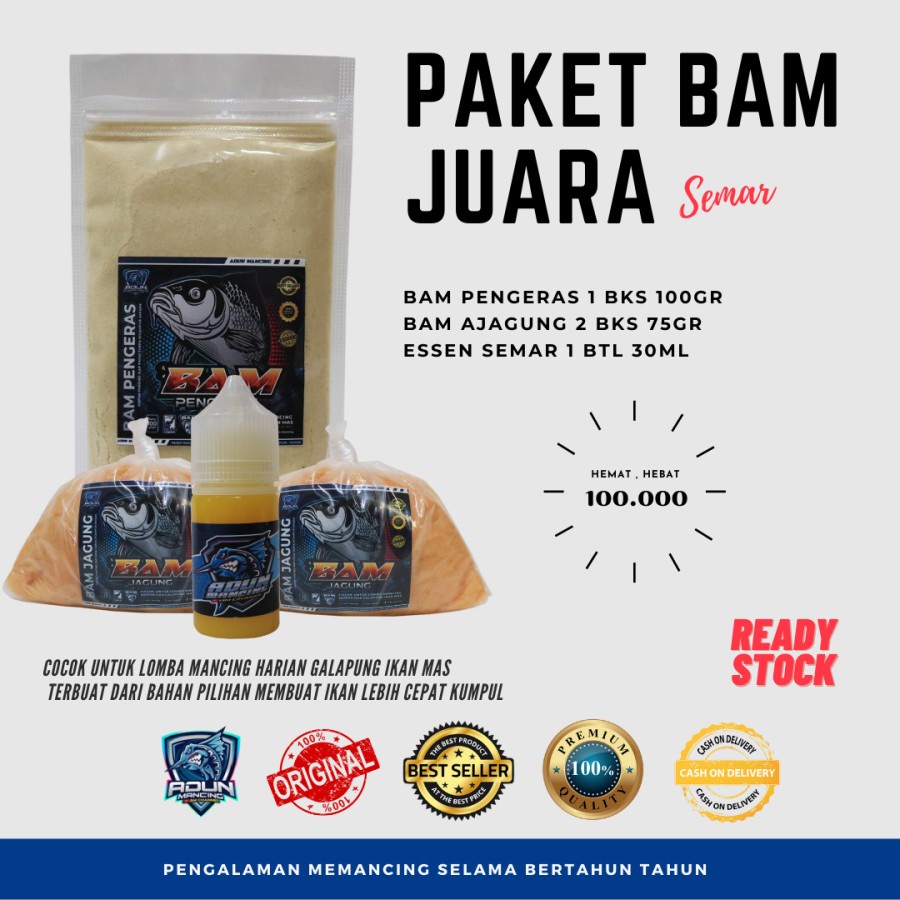 Paket juara Semar /Bam jagung Spesialis ikan Babon Umpan Pancing Adun Mancing Original