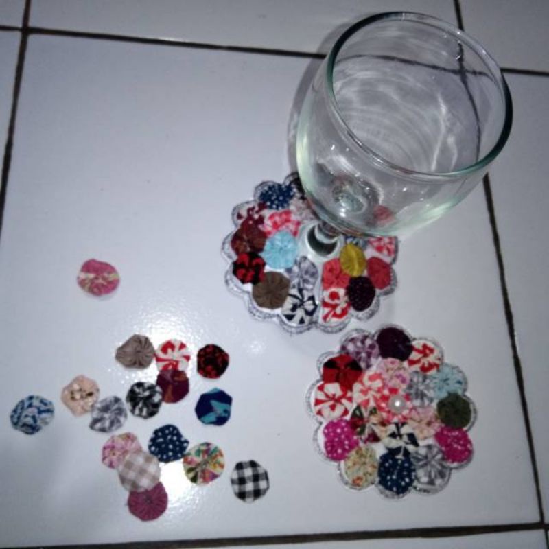 Tatakan gelas dari kain perca lucu unik