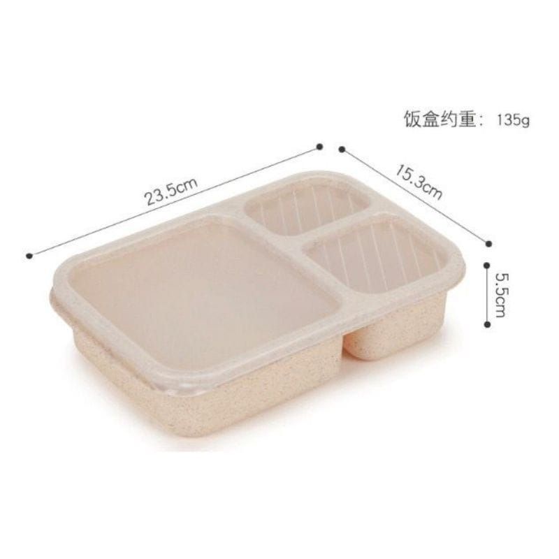 Tempat Makan Lunch Box 3 Sekat Bahan Jerami Gandum Wheat Straw