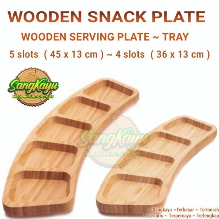 Nampan piring saji Wooden serving plate piring snack plate kayu tray