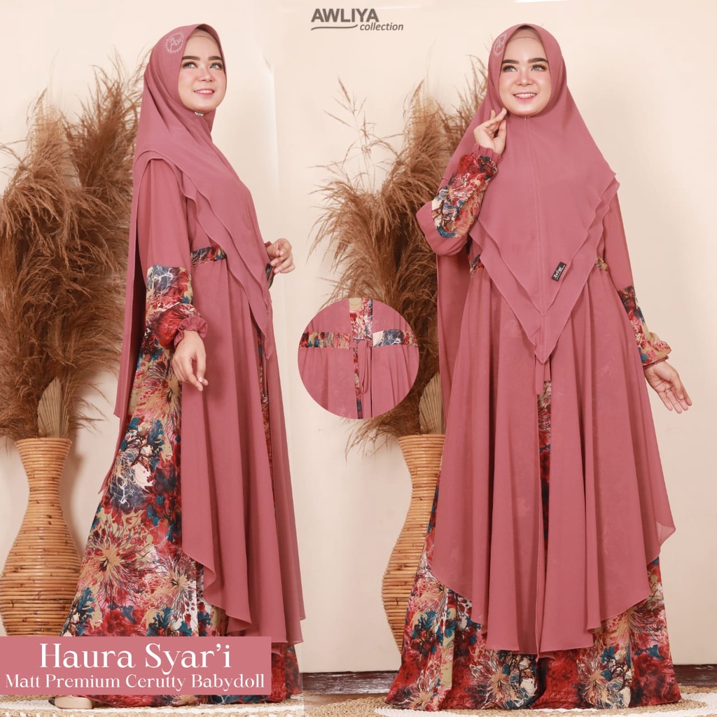 TERBARU GAMIS SYARI SET HAURA CERUTY BABYDOLL PREMIUM ORI AWLIYA