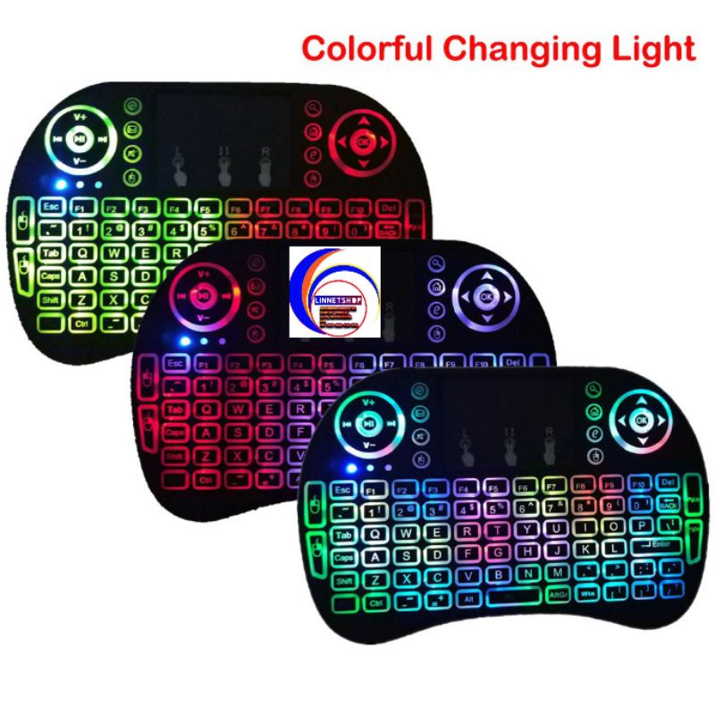 RAINBOW LED Mini Keyboard i8 Air Mouse Mini Keypad Wireless Touchpad