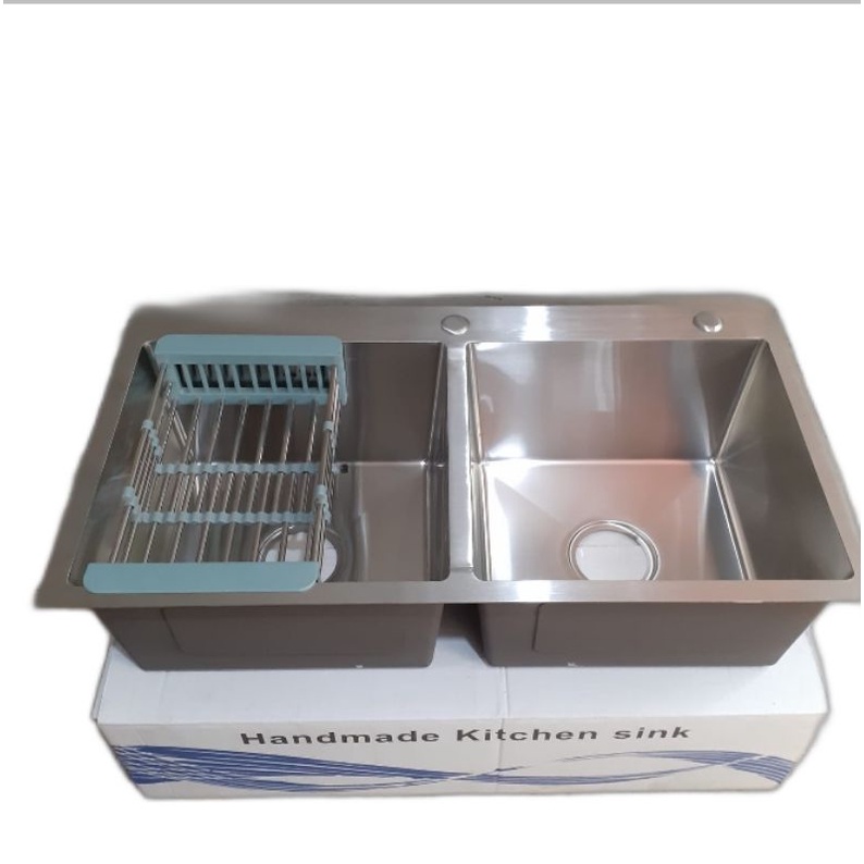 KITCHEN SINK 8245 HANDMADE KRAN TARIK / SINK 8245 STAINLESS SET KRAN TARIK