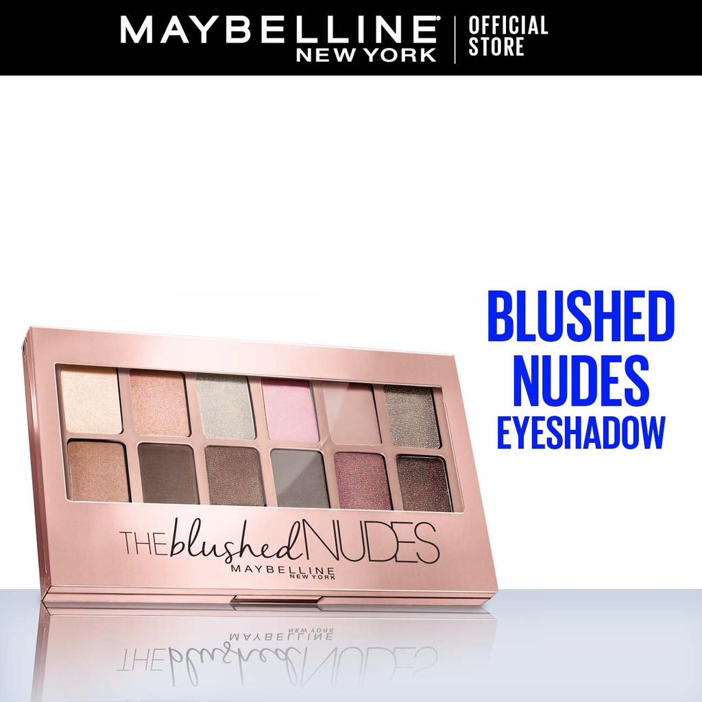 Maybelline The Blushed Nudes Eyeshadow Palette Eyes Make Up - Pink (12 Warna Nudes Yang Tahan Lama)