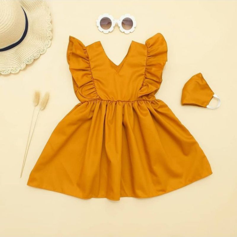 Dress anak ruffle-dress Ruby-Dress anak perempuan-ruffle anak polos-baju pesta anak