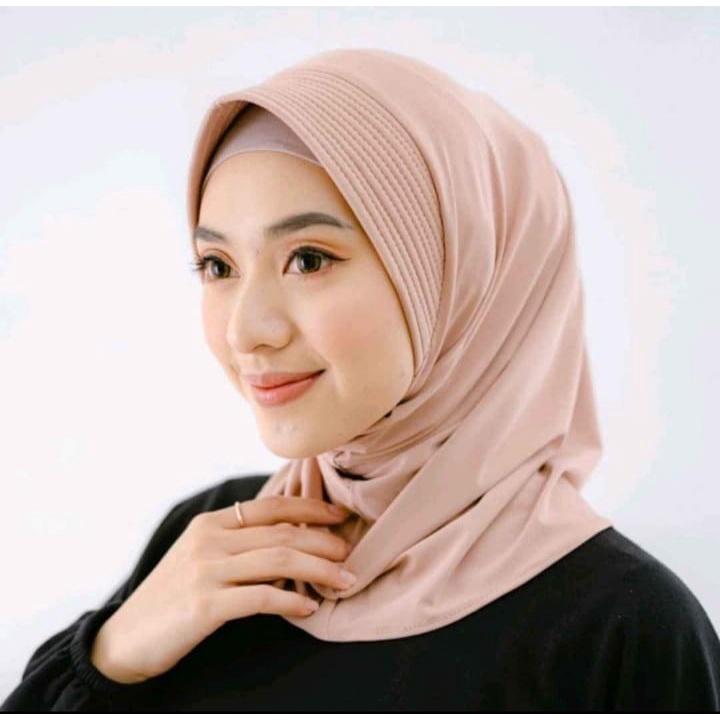 [Bisa COD] Bergo Sport Instant / Hijab Olahraga Bahan Jersey / Kerudung Instant Pet.