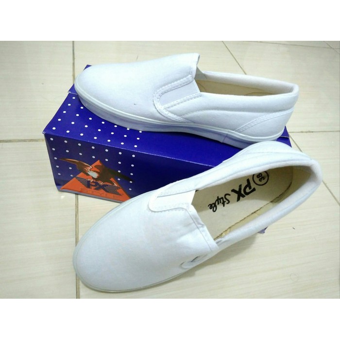PROMO - SEPATU KANVAS PX STYLE 179 PUTIH POLOS SLIP ON PRIA