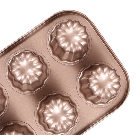 Loyang Canele 6 Cups Gold Canelle Cake Mould / LOYANG 6 CUP / LOYANG KUE 6 CUP / LOYANG 6 CUP Gold