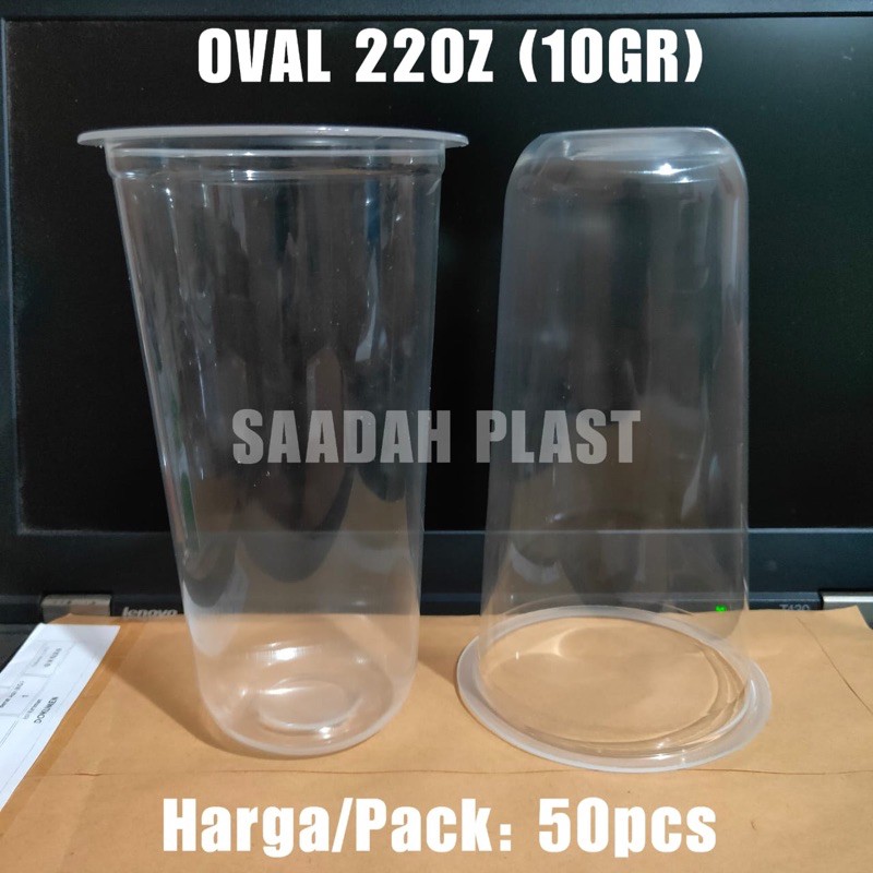 (ISI 50) Gelas Oval 22oz / U Cup Tebal Bahan PP