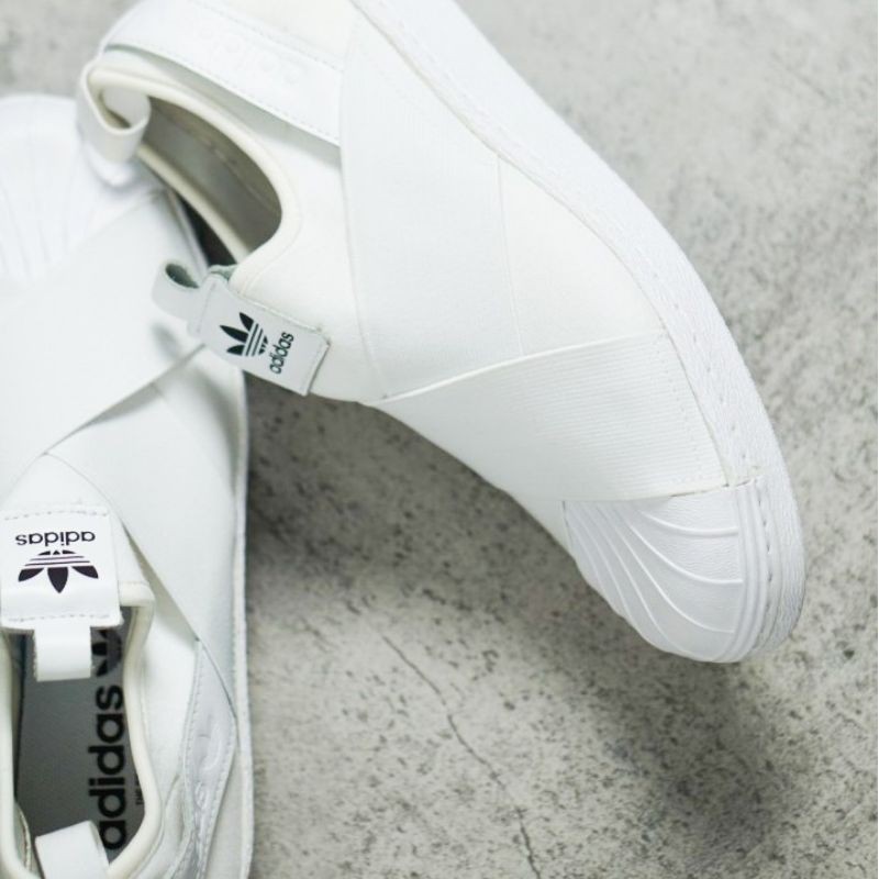 ORIGINAL Adidas Superstar Slip On Full White Sepatu Pria Wanita BNIB
