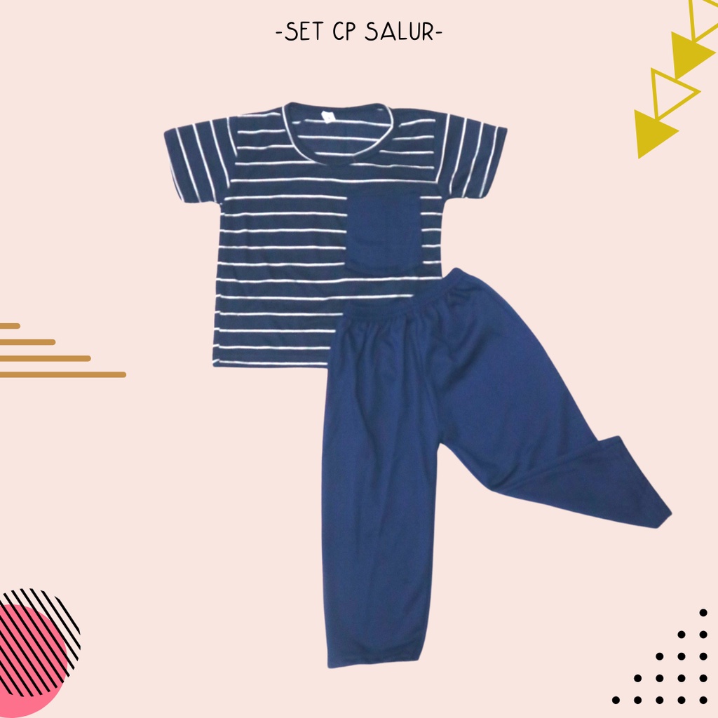 BabynKids - SETELAN POCKET KAOS + CELANA PANJANG MOTIF SALUR