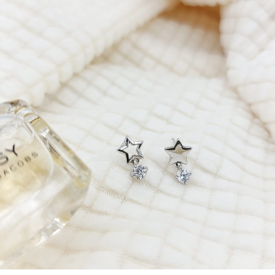 Anting Xuping Tusuk Putih Bintang Mata Kecil Murah Perhiasan Xuping Lapis Emas Asli (REAL PICT) COD