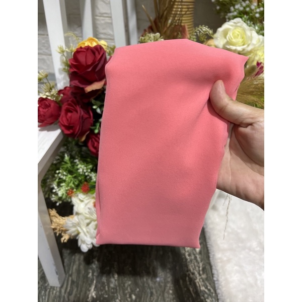 selendang sifon cref warna buah naga-Pink salem