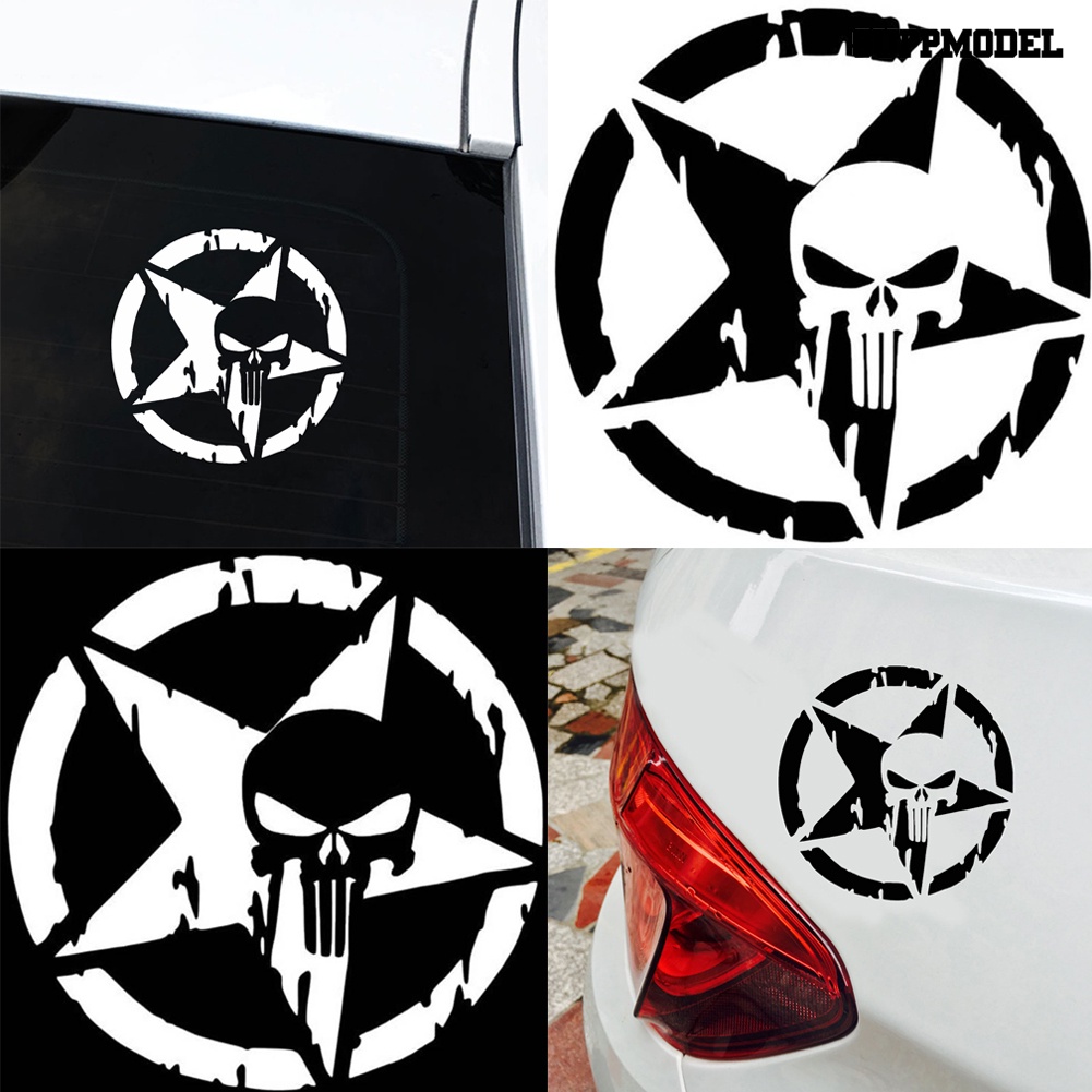 Stiker Decal Motif Tengkorak Pentagram The Punisher Untuk Dekorasi Mobil / Motor