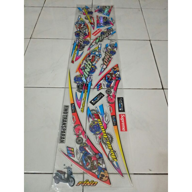 striping sticker variasi yamaha fino fi transparan  motif zombie doraemon