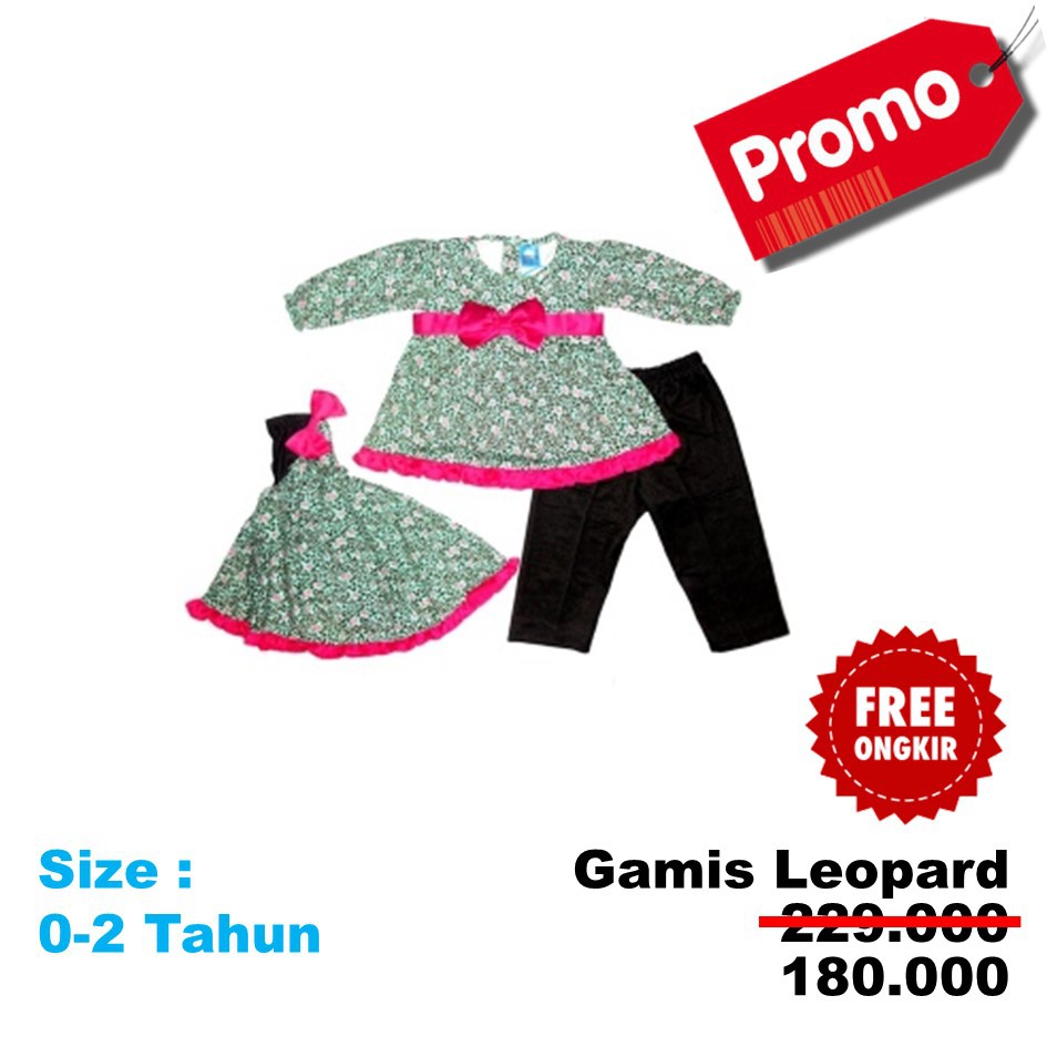 Baju Gamis Leopard - Setelan Muslim Anak Perempuan Baju Muslim Anak Baju Lebaran Bayi dan Anak