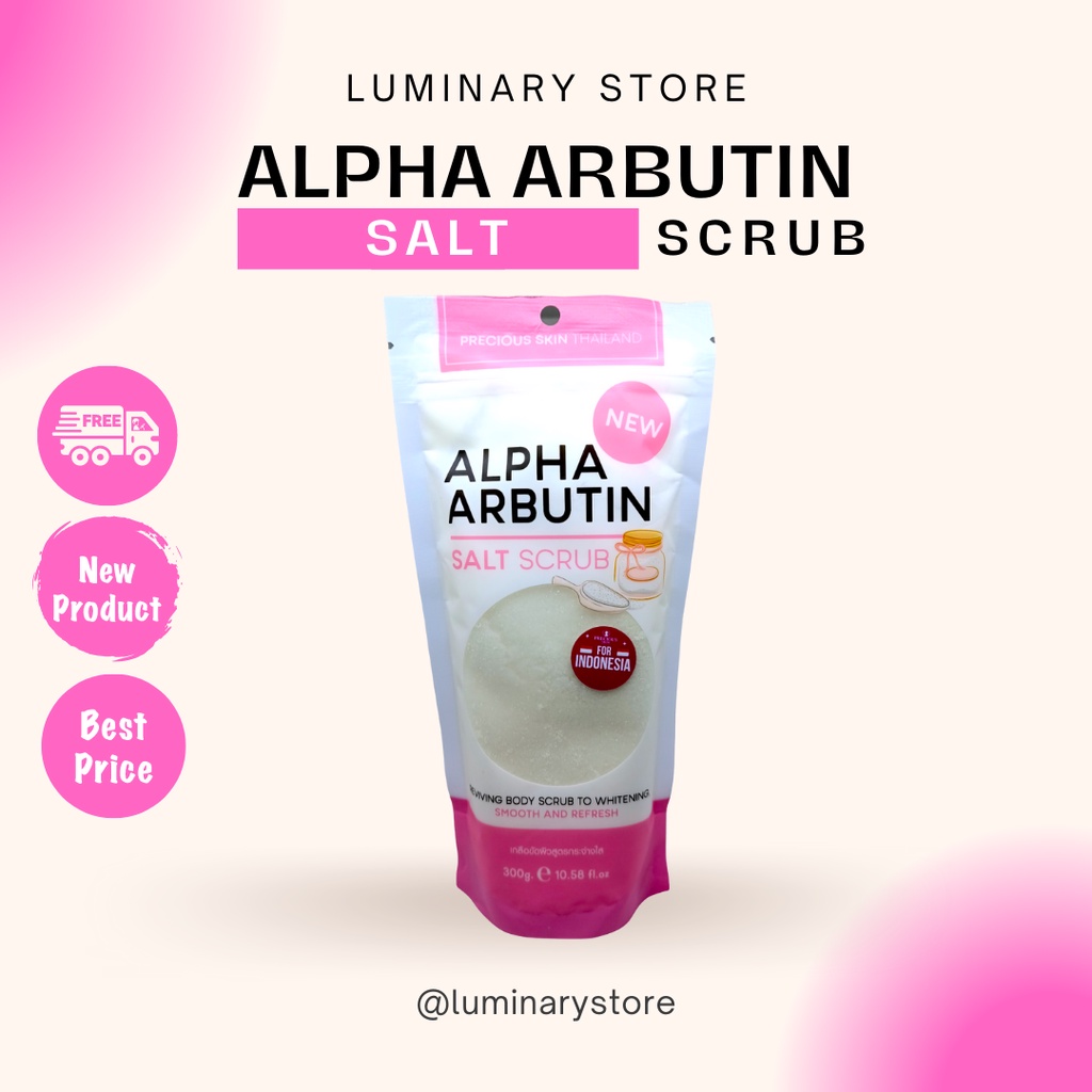 Alpha Arbutin Salt Scrub Whitening Body Shower Lulur Pemutih Badan Original