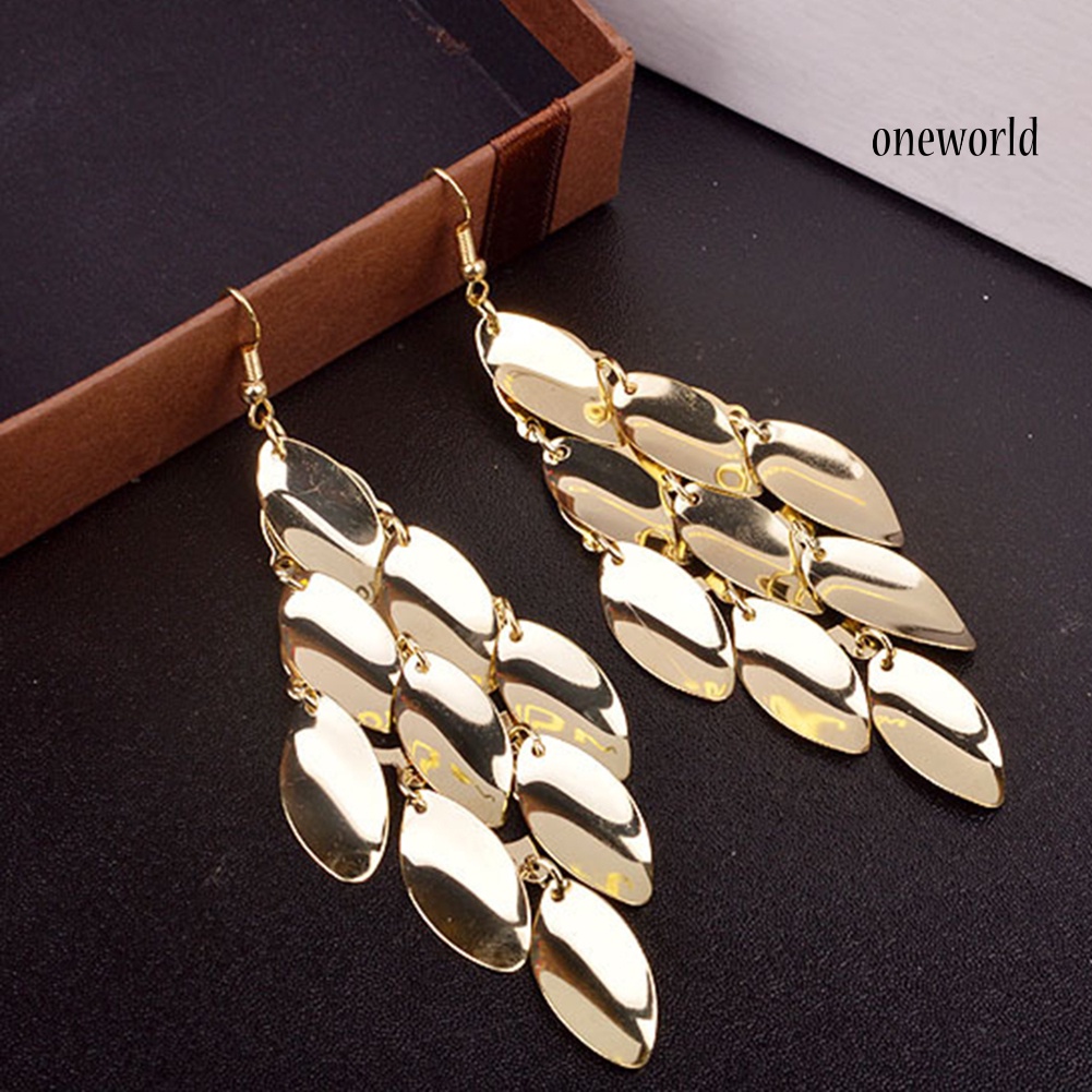 OW@ Fashion Women Waterdrop Disks Charms Long Dangle Eardrop Earrings Jewelry Gift