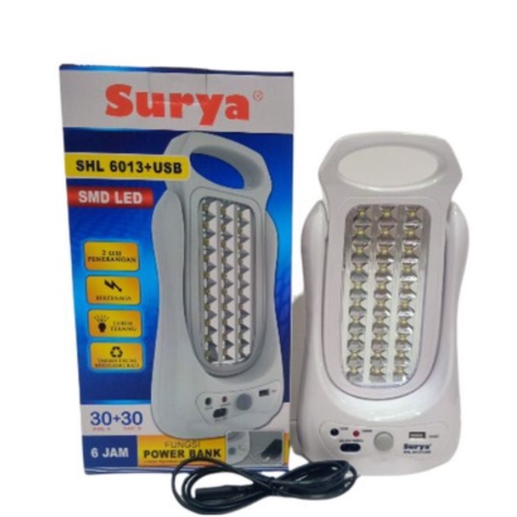 Lampu Emergency Led Surya SHL 6013+USB Lampu Portable 60 SMD Timbal Balik