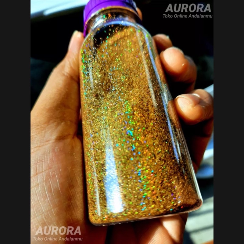 SERBUK GLITTER EMAS GOLD METALIK HOLOGRAM 100gr