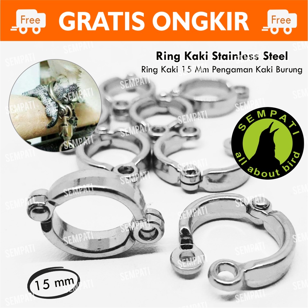 RING BORGOL RING KAKI BURUNG 15 MM 15MM GELANG CINCIN STAINLESS STEEL MACAW MACAU MAKAU GOLD RCG15M