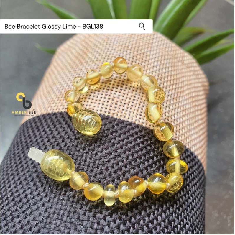 Gelang Amber New Born &amp; Anak ORI Baltic Lithuania Glossy Lime BGL138 By Amber Bee