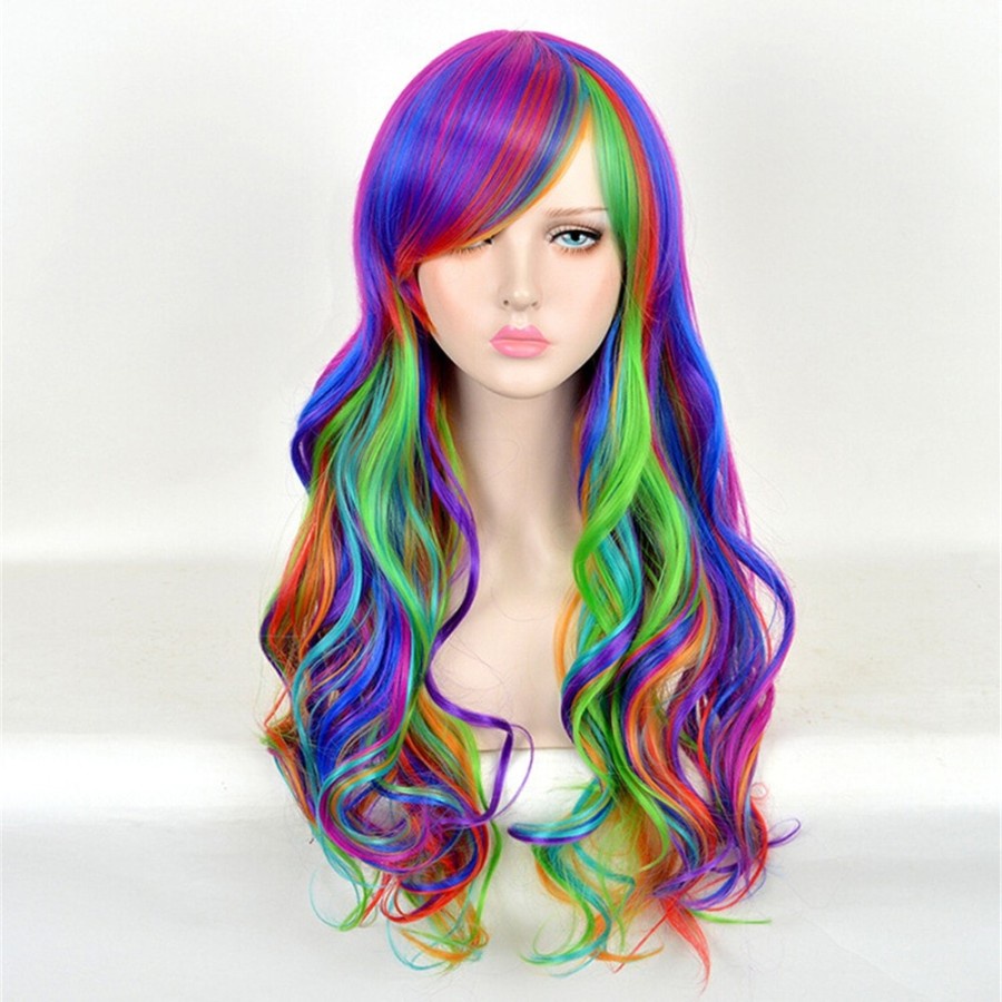 Wig Warna Warni panjang rambut wavy bergelombang cosplay idol lingerie