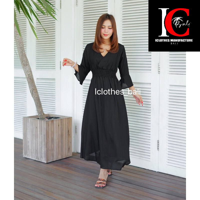 DRESS LENGAN TROMPETMOTIF POLOS TERBARU MLT001