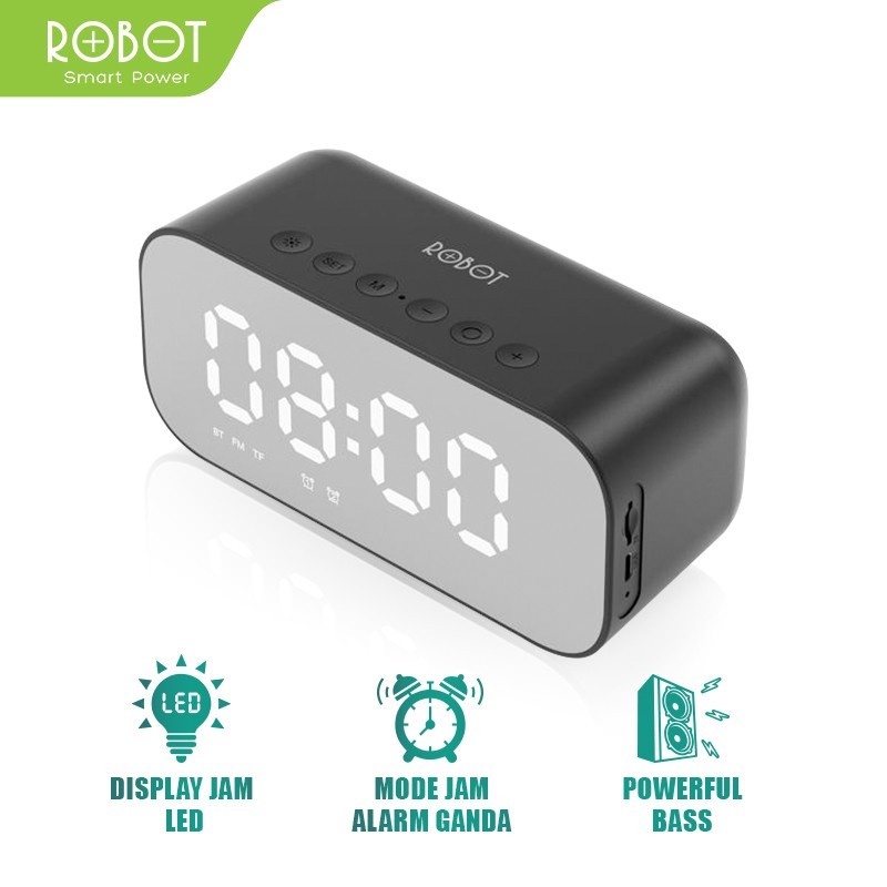 Robot RB560 Speaker Bluetooth Alarm Clock LED Indicator Bluetooth 5.0