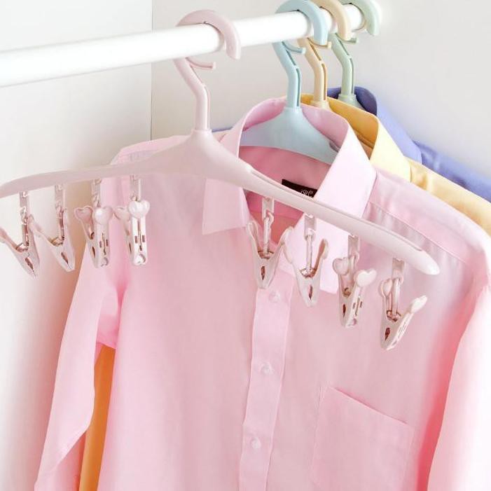 Smartchoice Gantungan Baju 8in1 / Hanger Baju Kaos Kaki 8 in 1 /Jepitan Baju Multifungsi 8 Jepitan