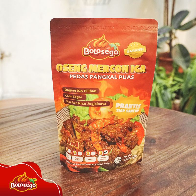 BERGARANSI! OSENG MERCON IGA SAPI. 200 GRAM, ADA LEVEL PEDASNYA- BOLOSEGO