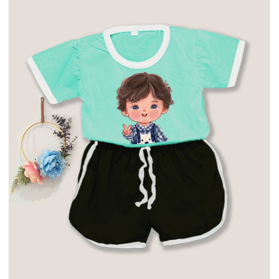 Rillo-Setelan baju playset anak combi laki-laki / setelan anak kombinasi usia 1-5tahun