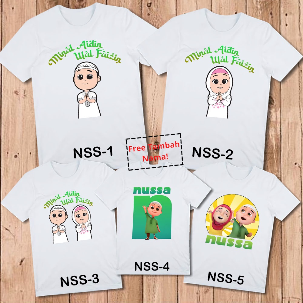 Baju Kaos Anak Muslim Nussa dan Rarra Lengan Pendek / Panjang Couple Kakak Adik dan Dewasa