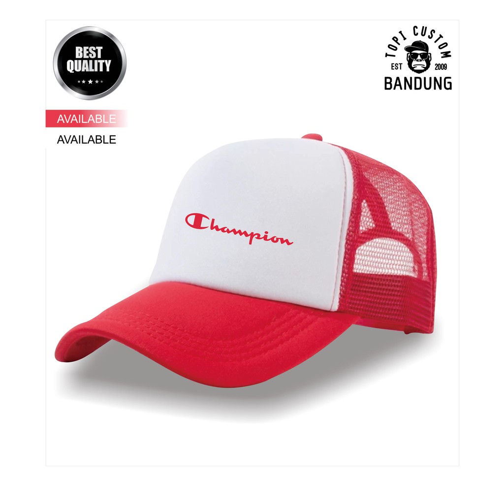 Topi Trucker CHAMPION Pria Wanita Topi Jaring Jala CHAMPION Trucker Cap Bisa Tulis Nama Bisa COD Gratis Masker Original High Premium Quality