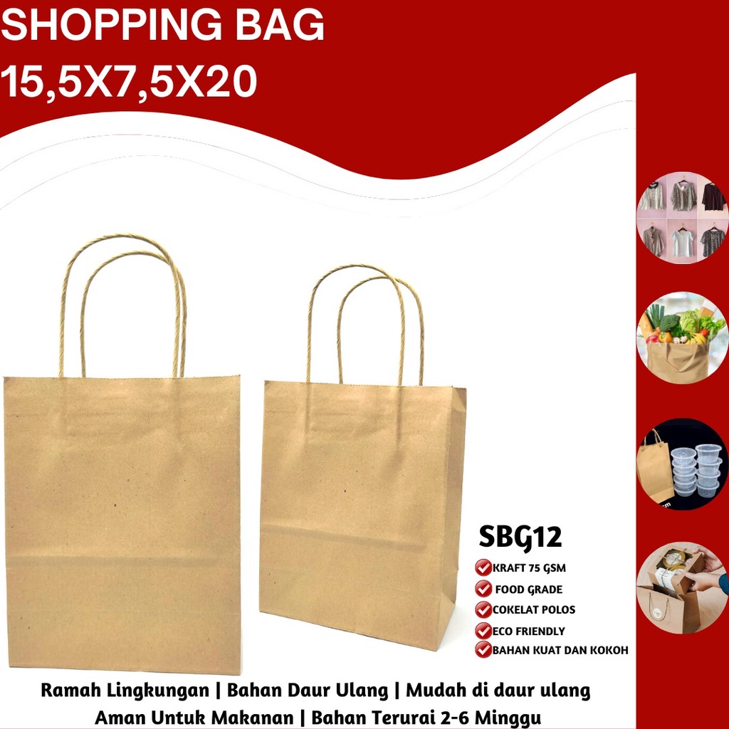 Paper Bag Goodie Bag Tas Belanja (SBG12-15.5X7.5X20)