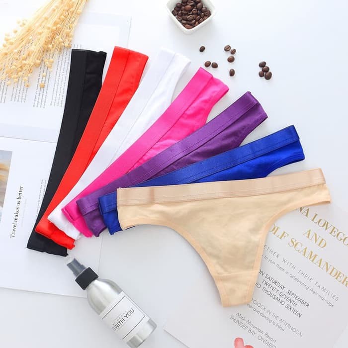 G string Thong Celana Dalam Wanita Bikini Bra C005   Beige  M Diskon
