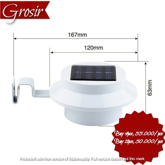 Lampu solar 6 LED bulat tenaga surya matahari dinding taman putih