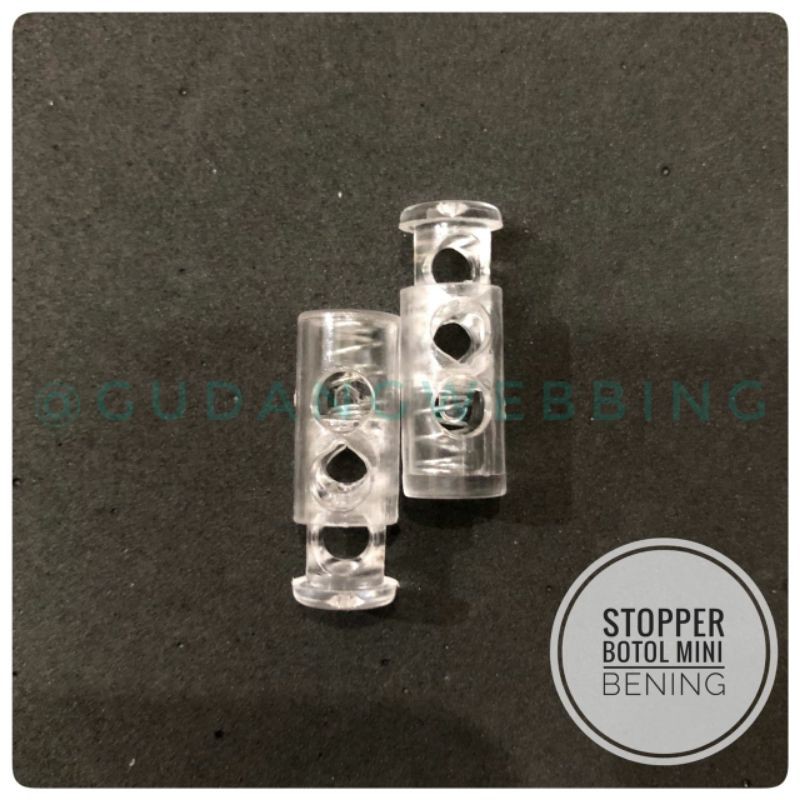 Stopper Tali 2 lubang - stopper botol mini bening 9mm