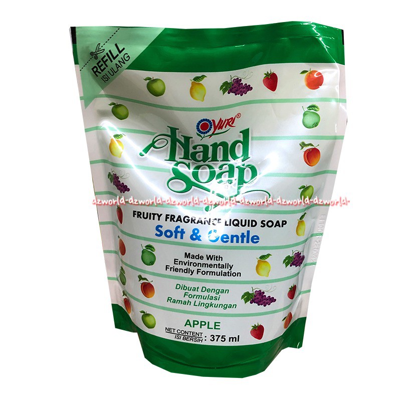 Yuri Hand Soap Liquid Soap 375ml Apel Grape Strawberry Sabun Tangan Cair Refill Yurri