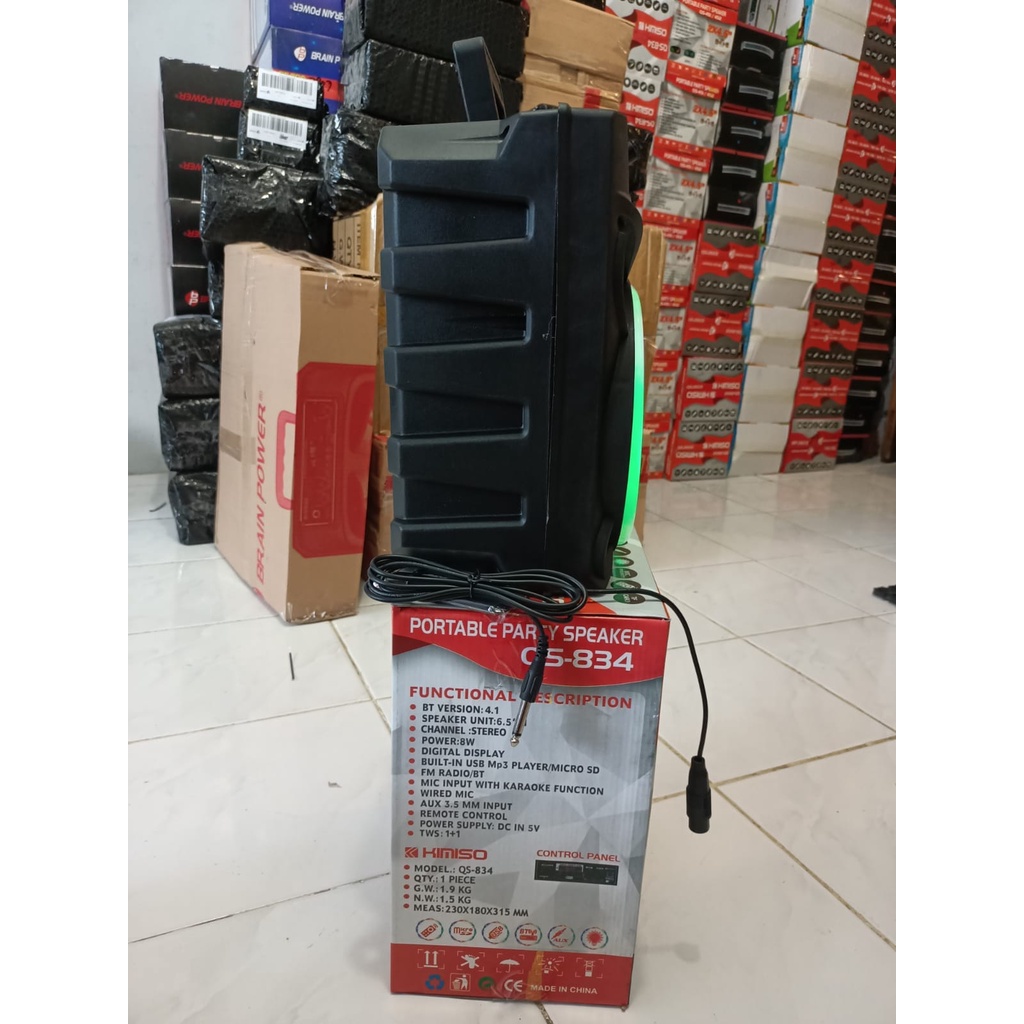 Speaker Bluetooth Karaoke KIMISO QS-834 8inch Free Microphone